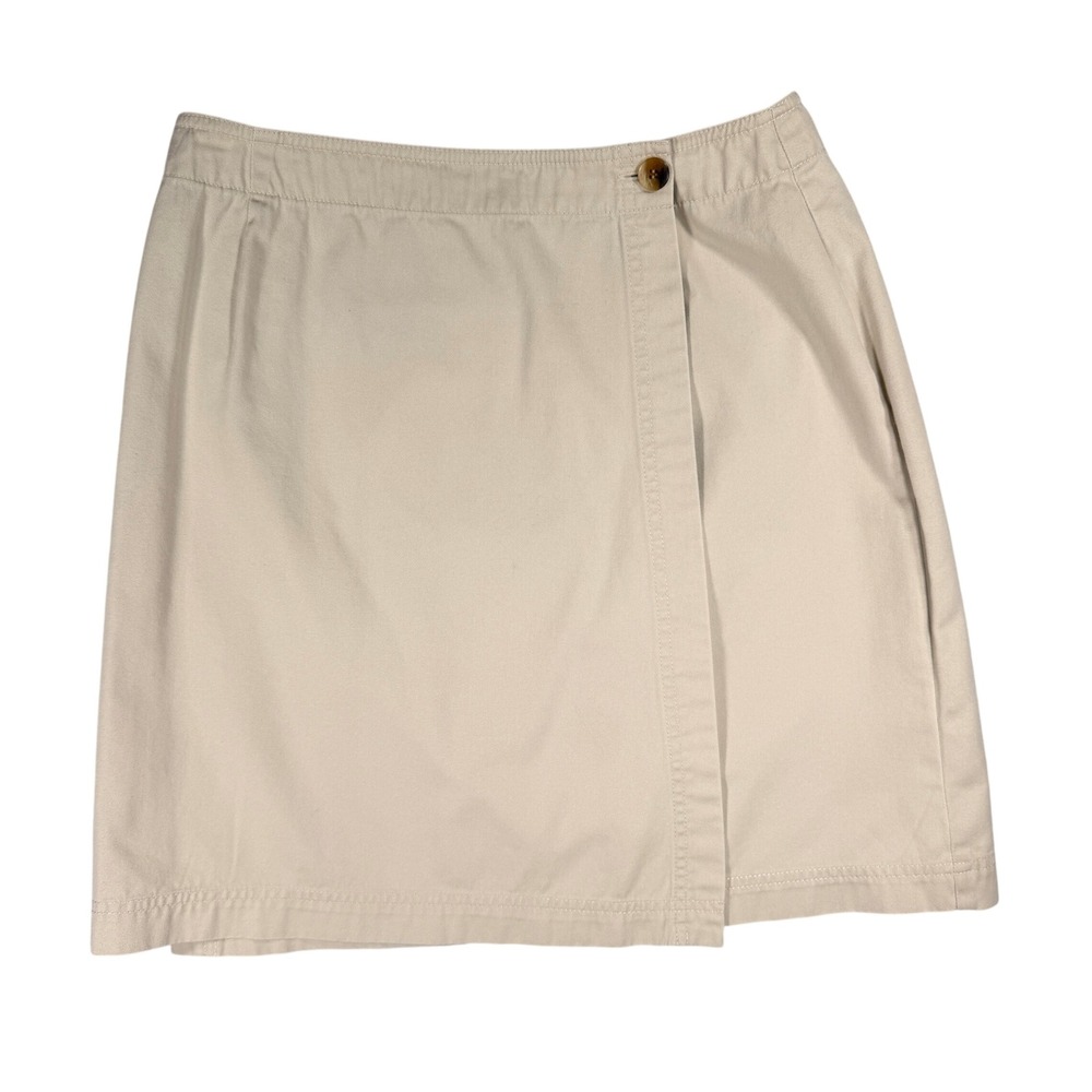 Charter Club Wrap Around Skirt 8 Women Tan Khaki 100% Cotton Mini Skirt